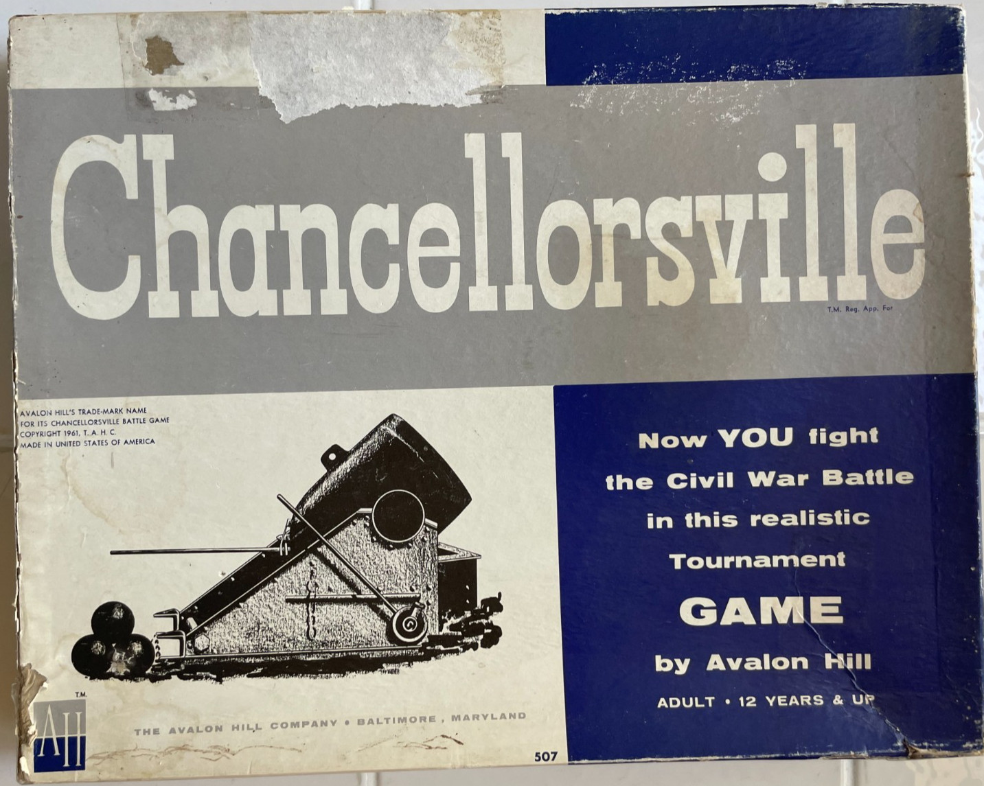Chancellorsville Civil War Battle Game – Avalon Hill -1961 1st Edition unpunched