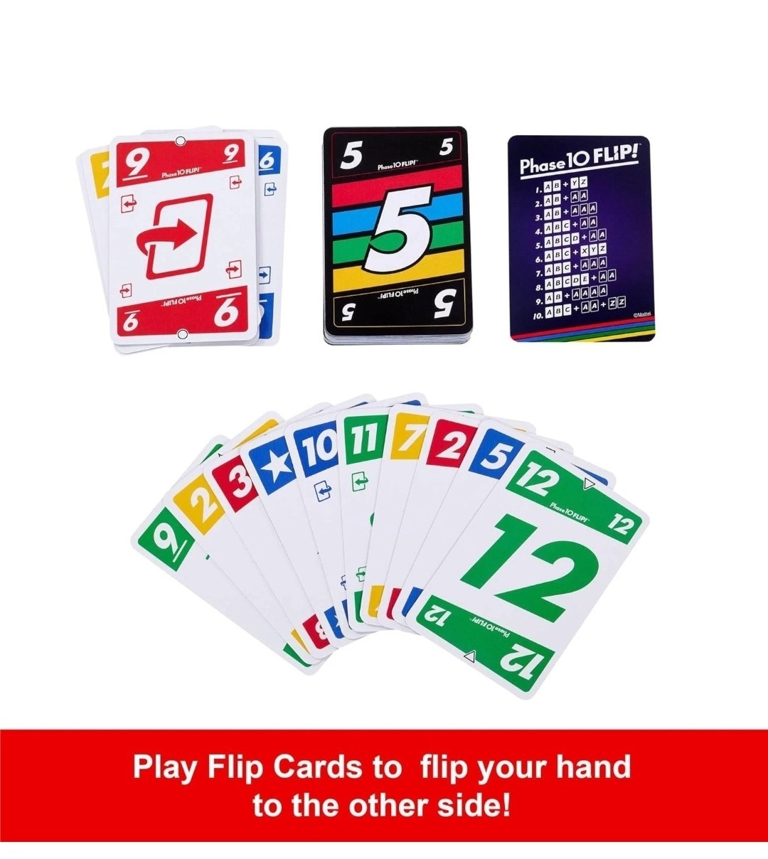 Mattel Games Phase 10 Flip Card Game, Family Card Game with Double-sided Cards,