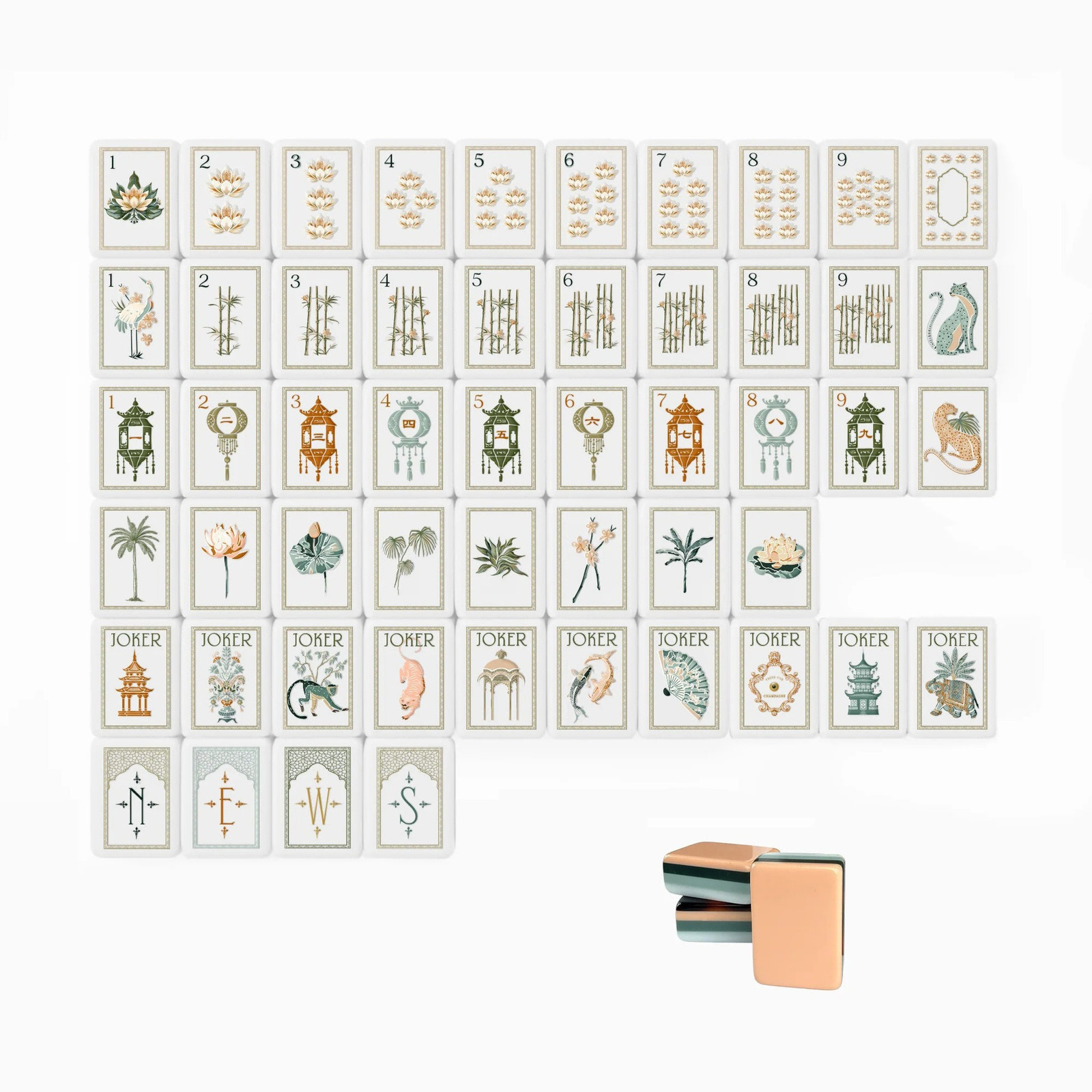 160Pcs 4-Layer Acrylic Pink White Lotus Engraved American Mahjong Set