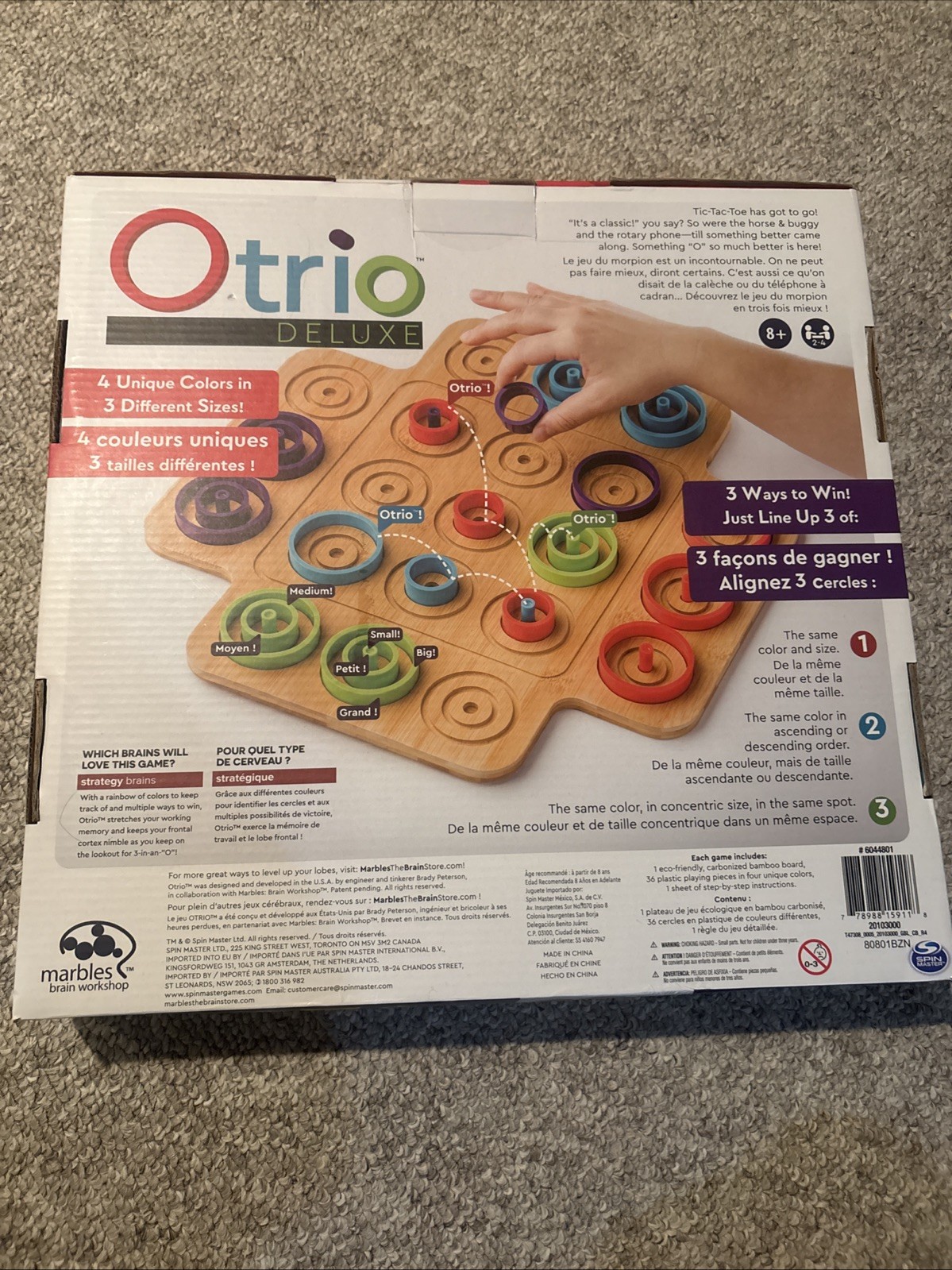 Otrio Deluxe – Strategy Game Wood Board Complete by Marbles Brain Workshop