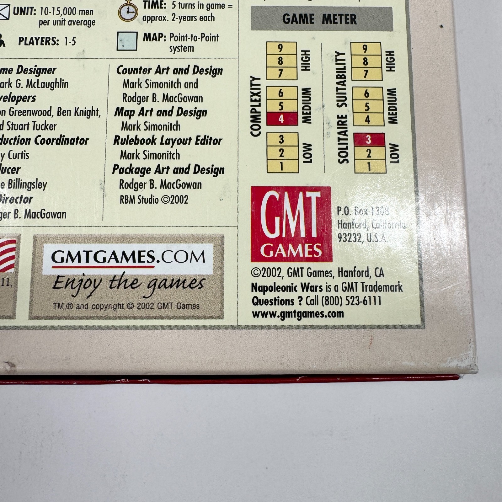 GMT Games The Napoleonic Wars 1st Printing 2002 – SEALED PIECES UNPUNCHED – READ