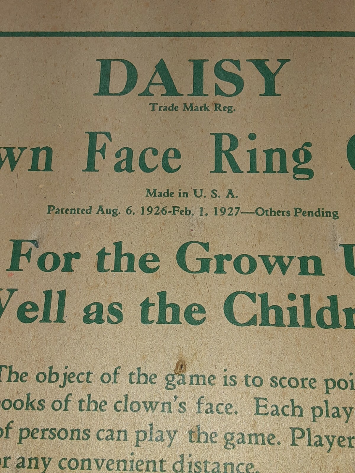 DAISY CLOWN RING GAME 1927 Ring Toss Game VERY RARE Schacht Rubber