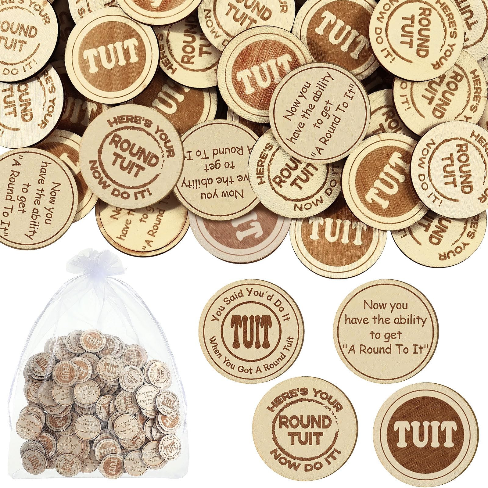 120 Pcs Round Tuit Tokens Bulk 1.38 Inches in Diameter and 0.12 Thick