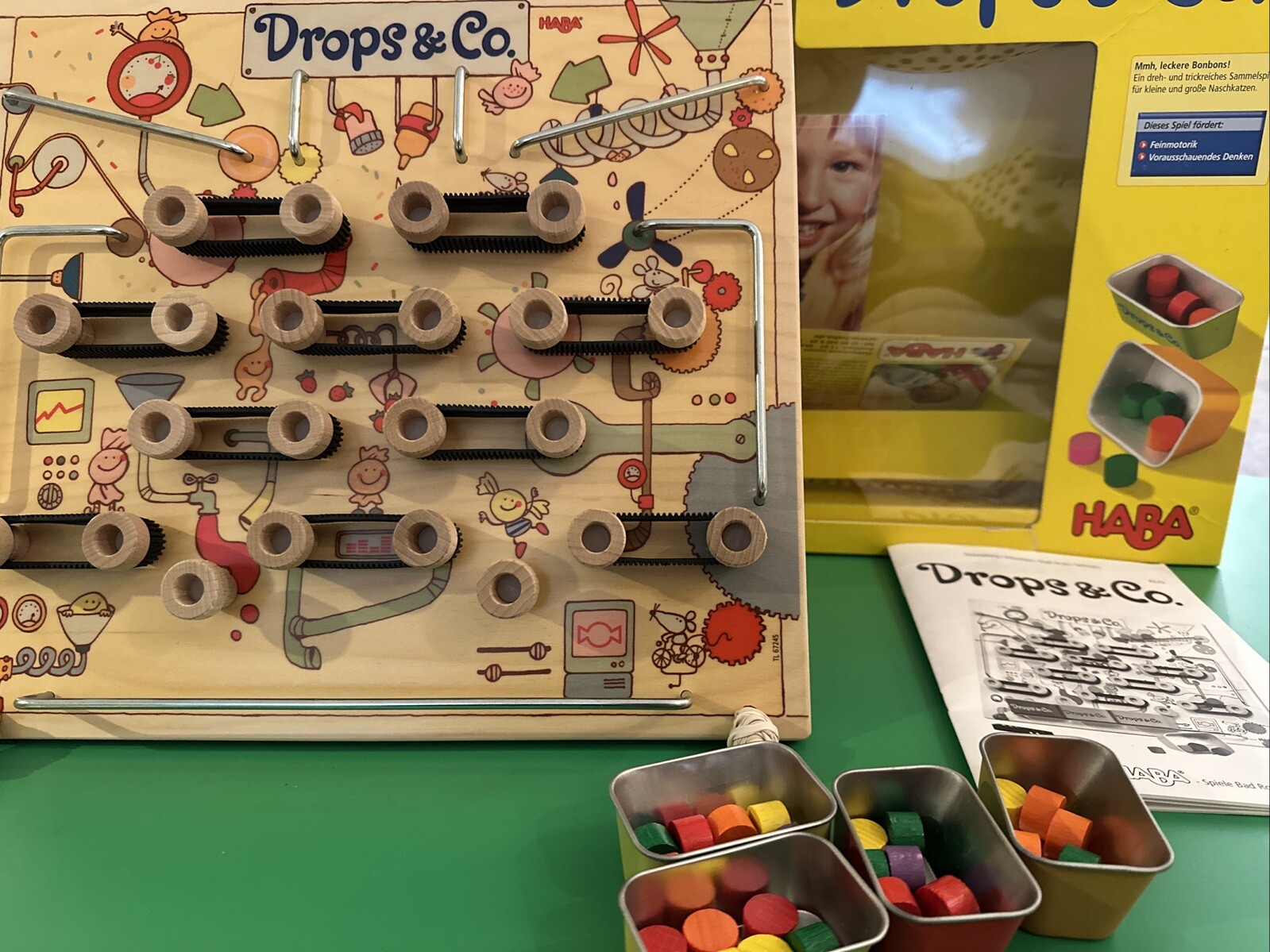 DROPS & CO. GAME BY HABA, VERY RARE, QUALITY WOOD COMPONENTS Incomplete *READ*