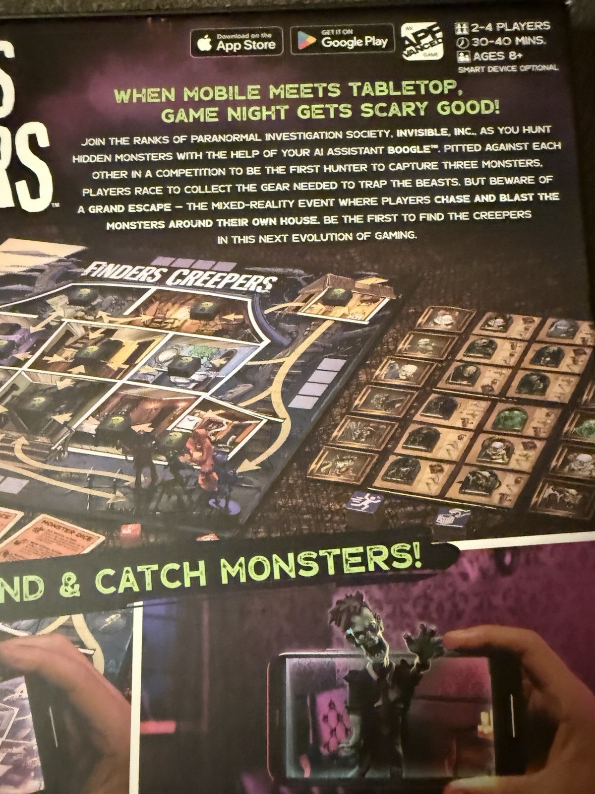 New Finders Creepers Board Game 2-4 Players 8+ 30-40 Mins Damage Box See Pic.￼