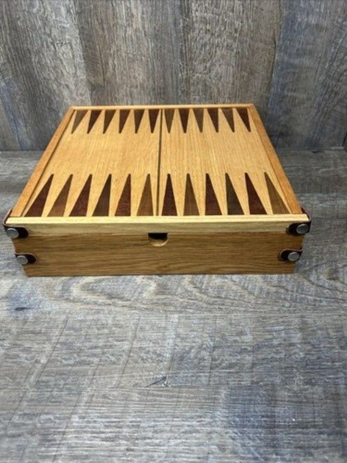 Vintage Wooden Multiple Game Board & Storage Case 12.63″x12.63″x3.25″ Excellent