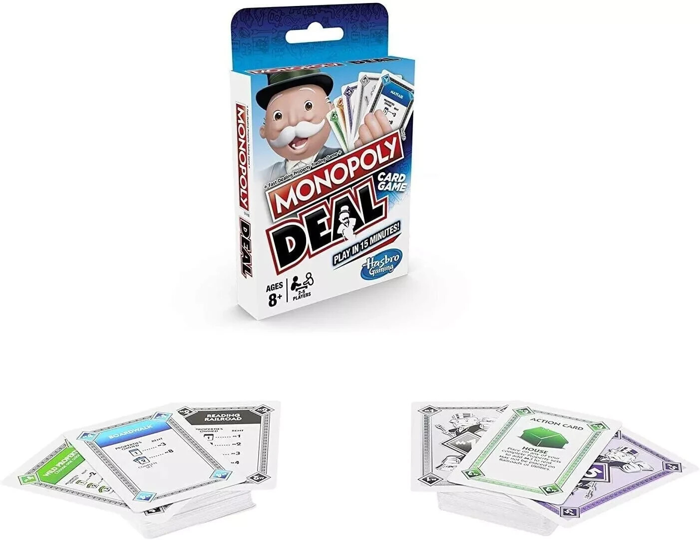 Monopoly Deal Quick-Playing Card Game for Families, Kids Ages 8 and Up and 2-5 P