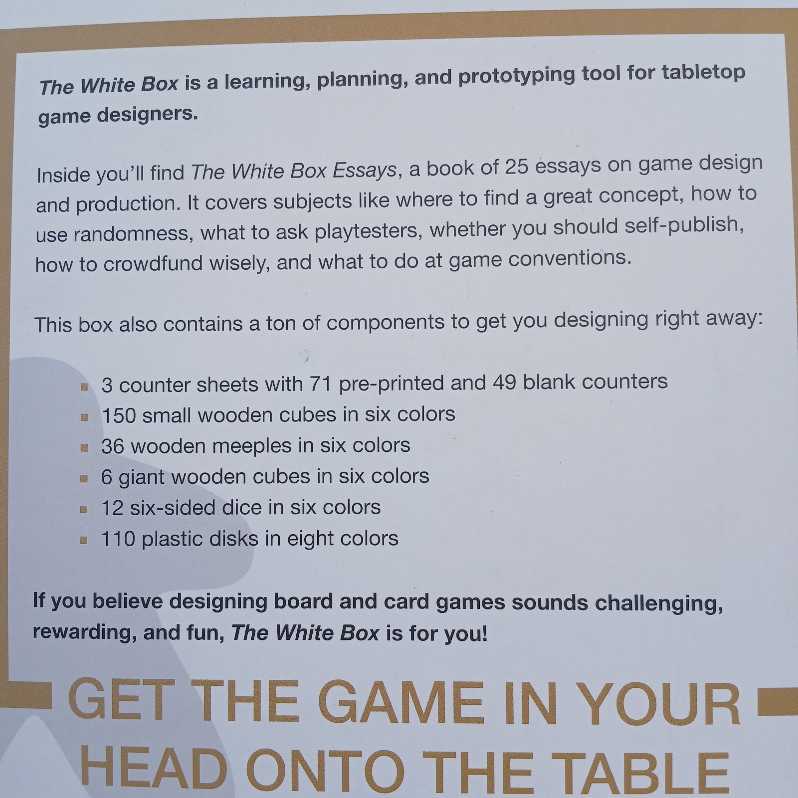 The White Box (A Game Design Workshop in a Box) Atlas Games New Open Box