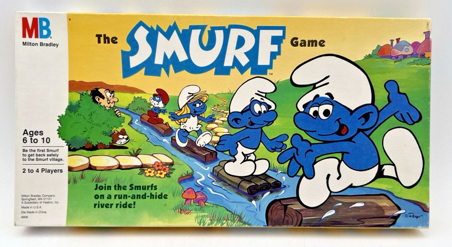 1988 THE SMURF GAME BY MB MILTON BRADLEY BOARD GAME RUN & HIDE RIVER SIDE SEALED