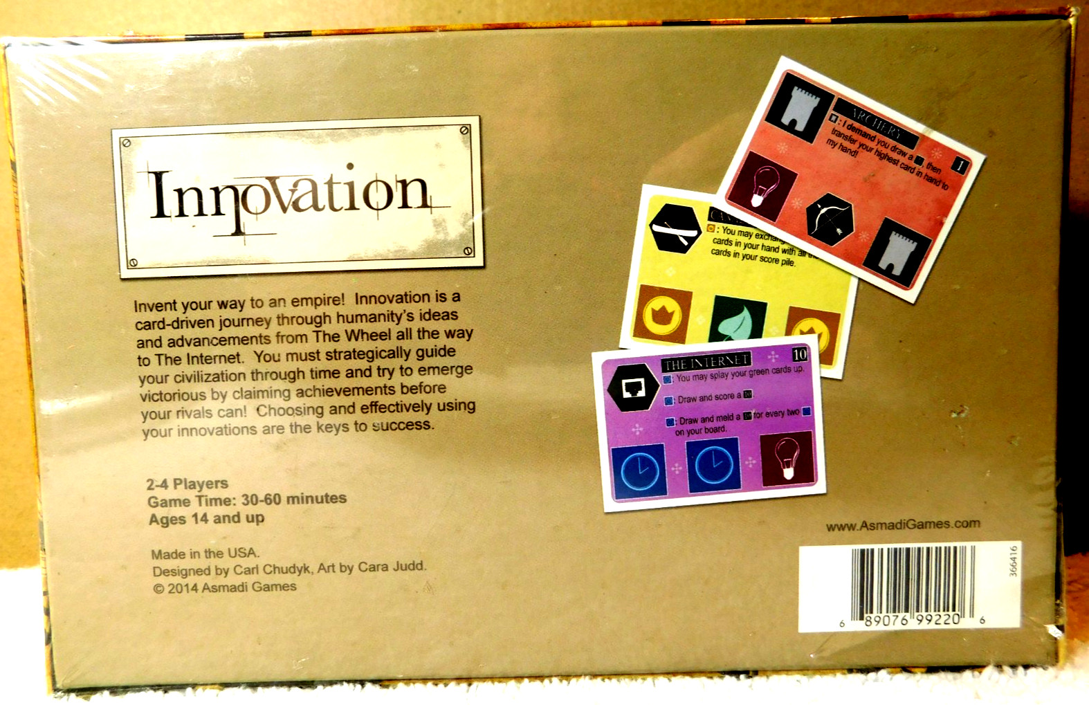 Asmadi Games~Designed By Carl Chudyk Art Be Cara Judd Innovation Card Game 2010