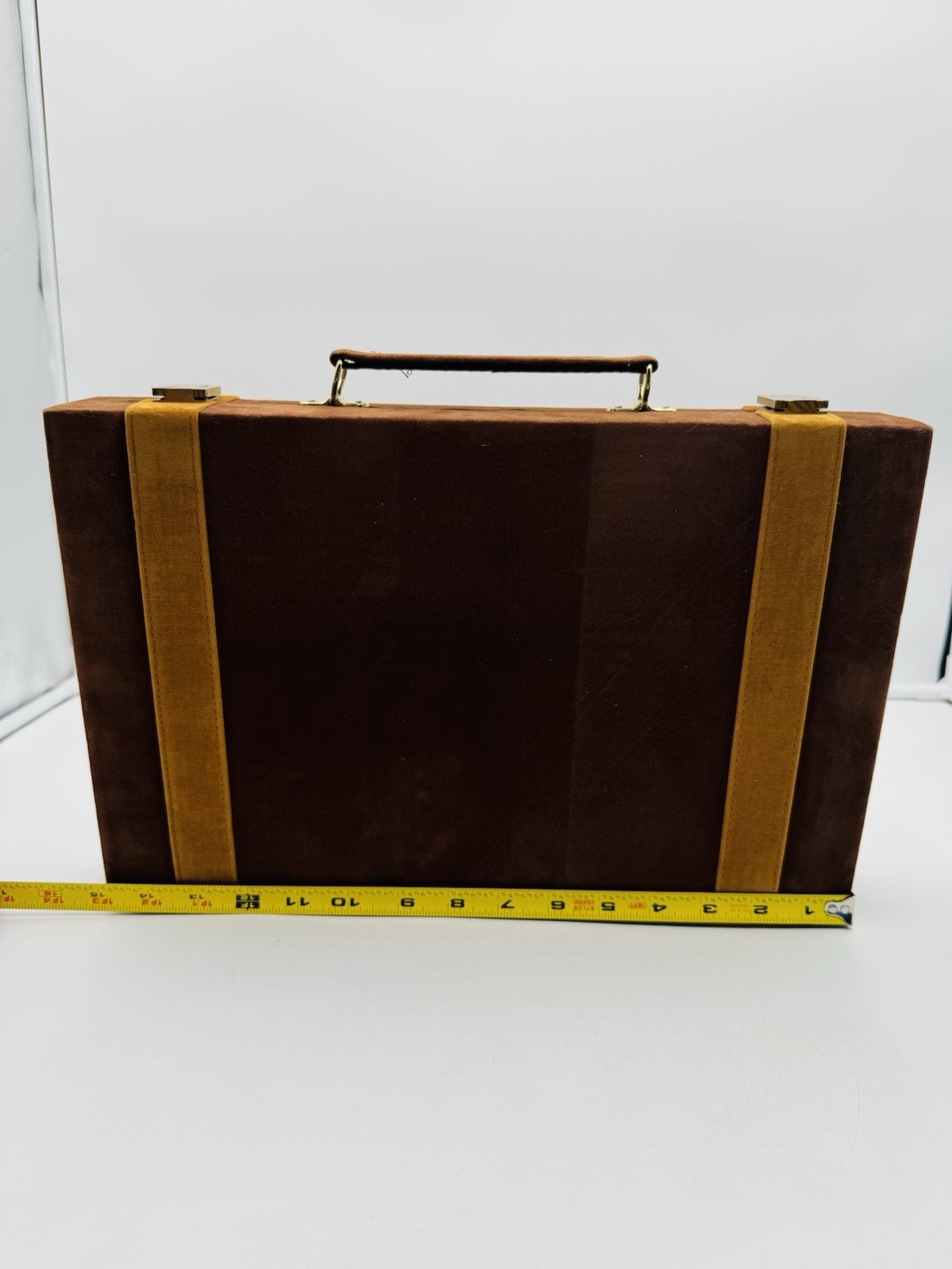Vintage New Backgammon Game Set Brown Tan Corduroy Felt Briefcase NOS