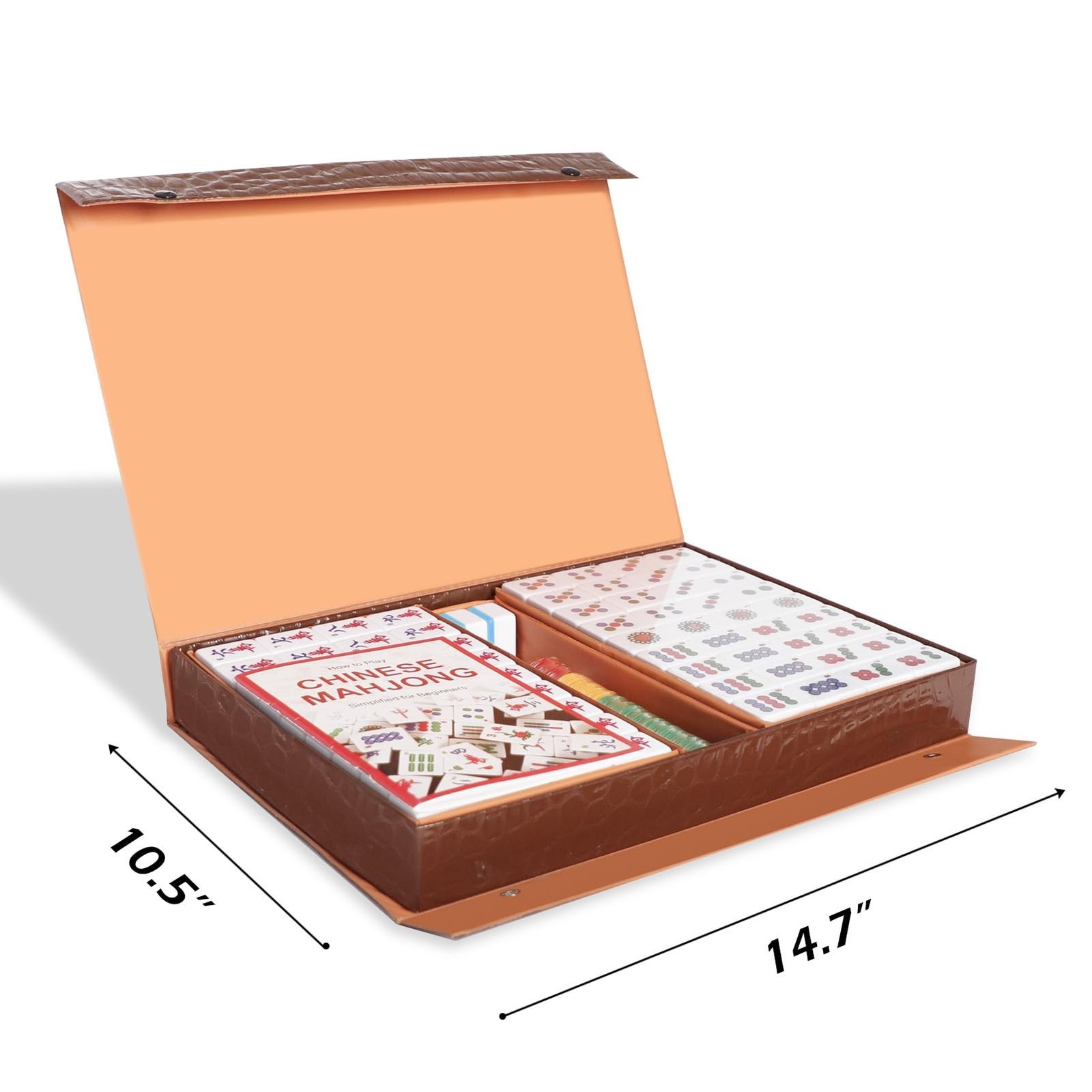 Chinese Mahjong Set, Mahjong Game Set with 146 Numbered Large Tiles (1.5″, Bl…