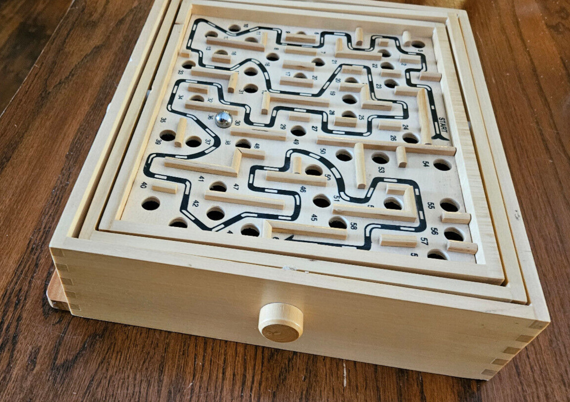 STERLING Games Large Wooden Labyrinth 13.5 x 13 Marble Ball Tilt Maze Wood
