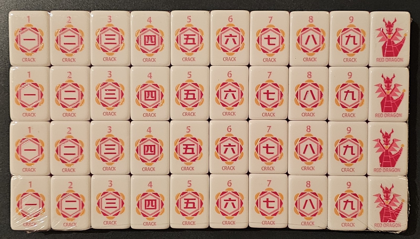 NEW! Unbranded Hot Pink Crystal Backed Engraved Mahjong Tiles Set 160