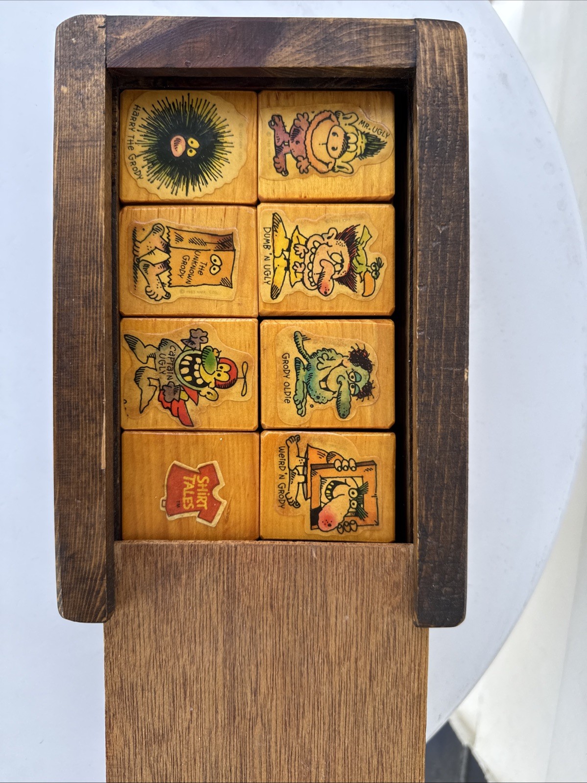The Grodies & Shirt Tales Wooden Memory Game Matching Tiles In Box OOAK