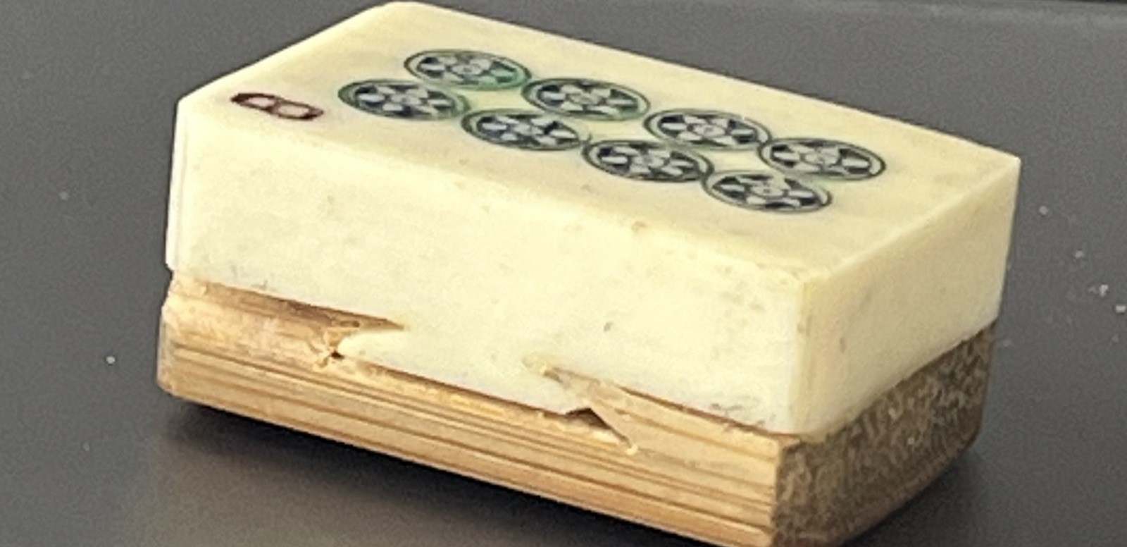 1 Vtg 1920’s Quality Mahjong Bone/Bamboo Replacement Tile 8 DOT – thick bone