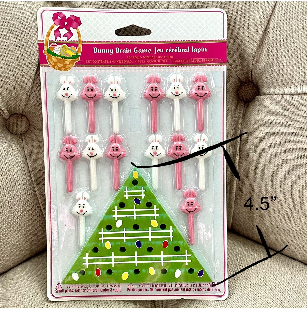 NEW Kids Game Bunny Brain Easter Bunny Hop Game Peg Board Game Vintage Game