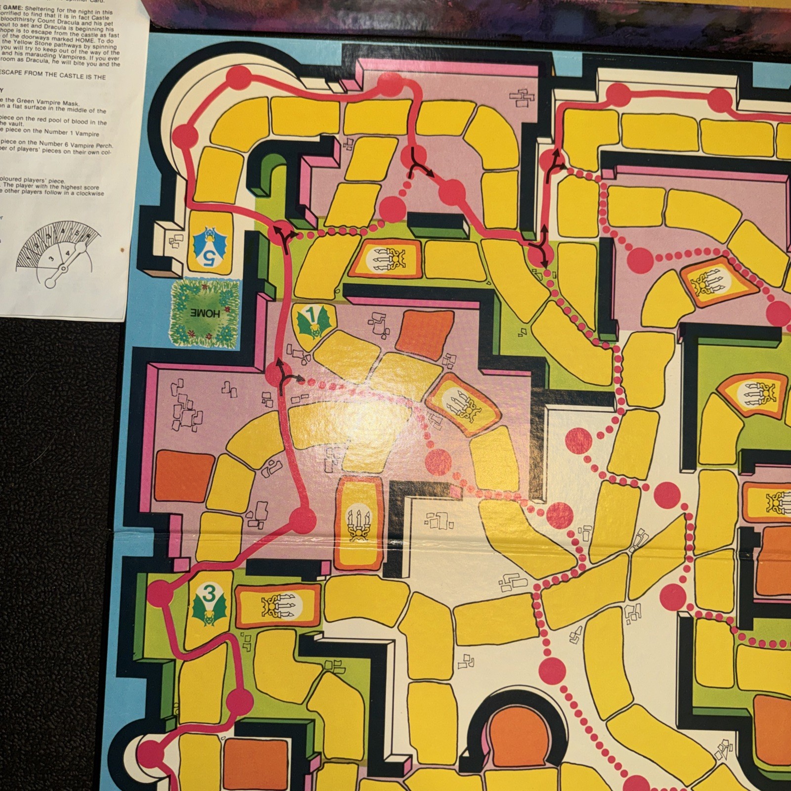 1978 Waddingtons House of Games Dracula Board Game Complete w/Instructions, Mask