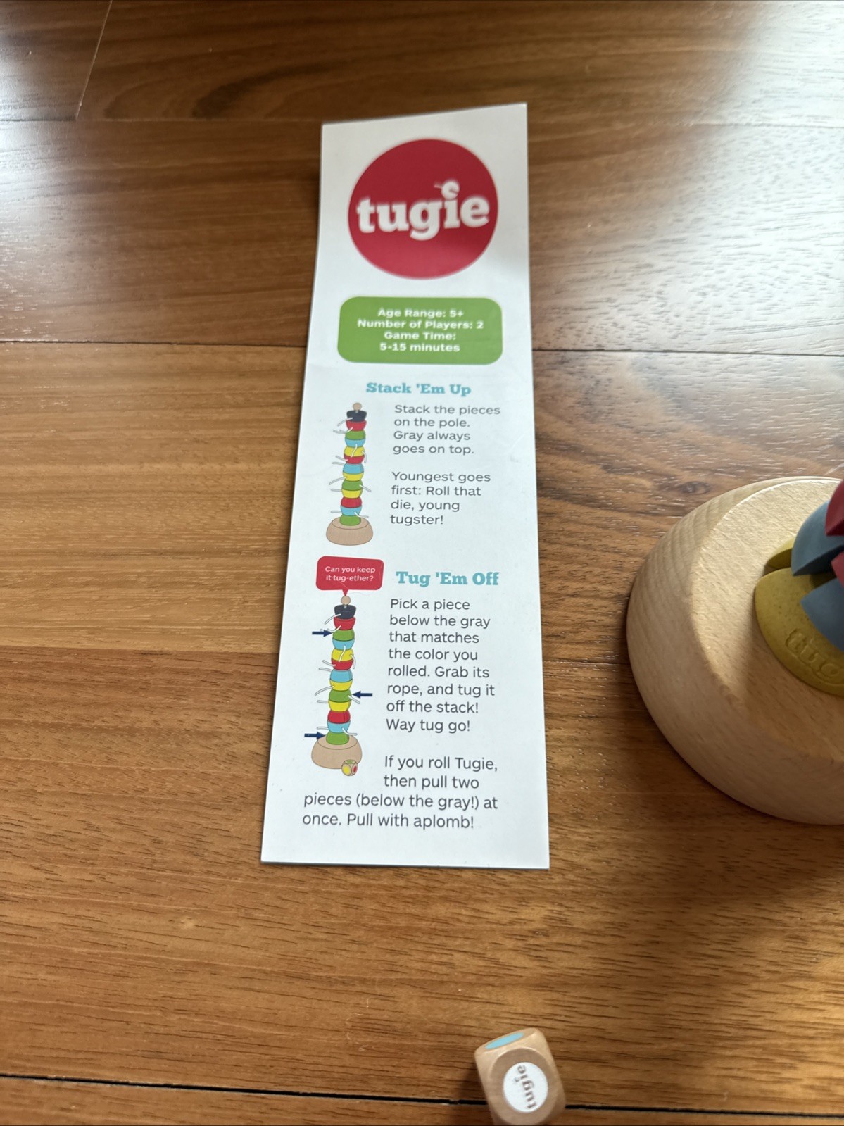 Tugged Don’t Topple The Tower Wooden Game by Marbles Brain Workshop EUC