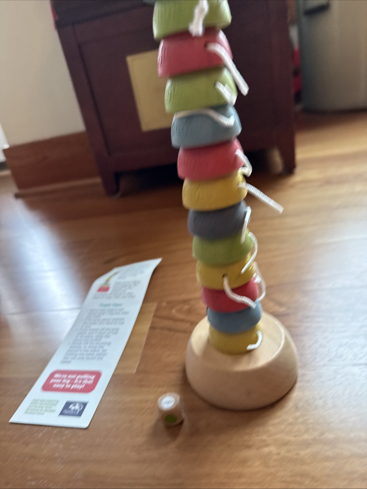 Tugged Don’t Topple The Tower Wooden Game by Marbles Brain Workshop EUC