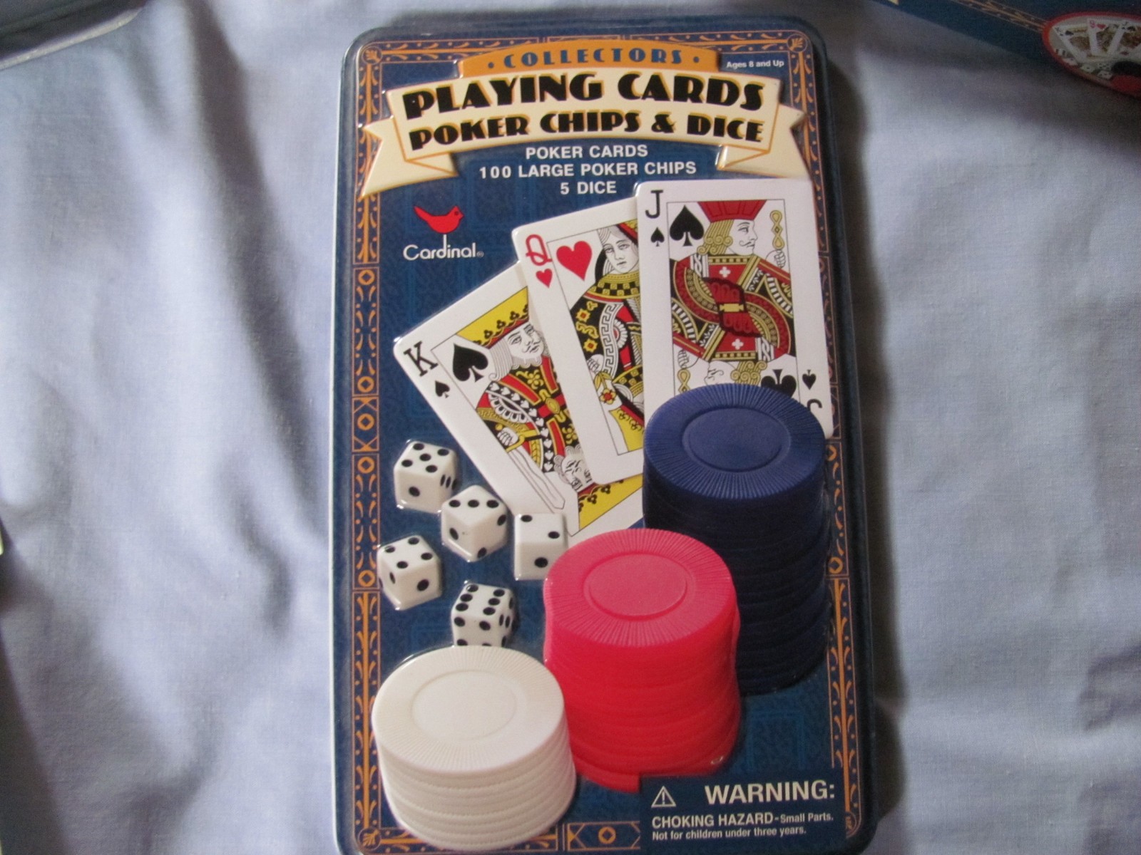 Combo -Pavilion Double 9 Dominoes & Cardinal Playing Cards/ Poker Chips/Dice Set