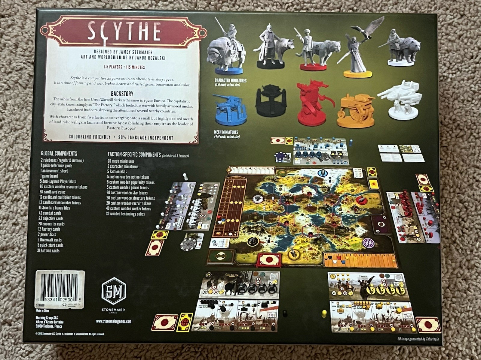 Scythe Board Game Stonemaier 1-5 Players w/ Metal Coins + Promo Cards & Dials