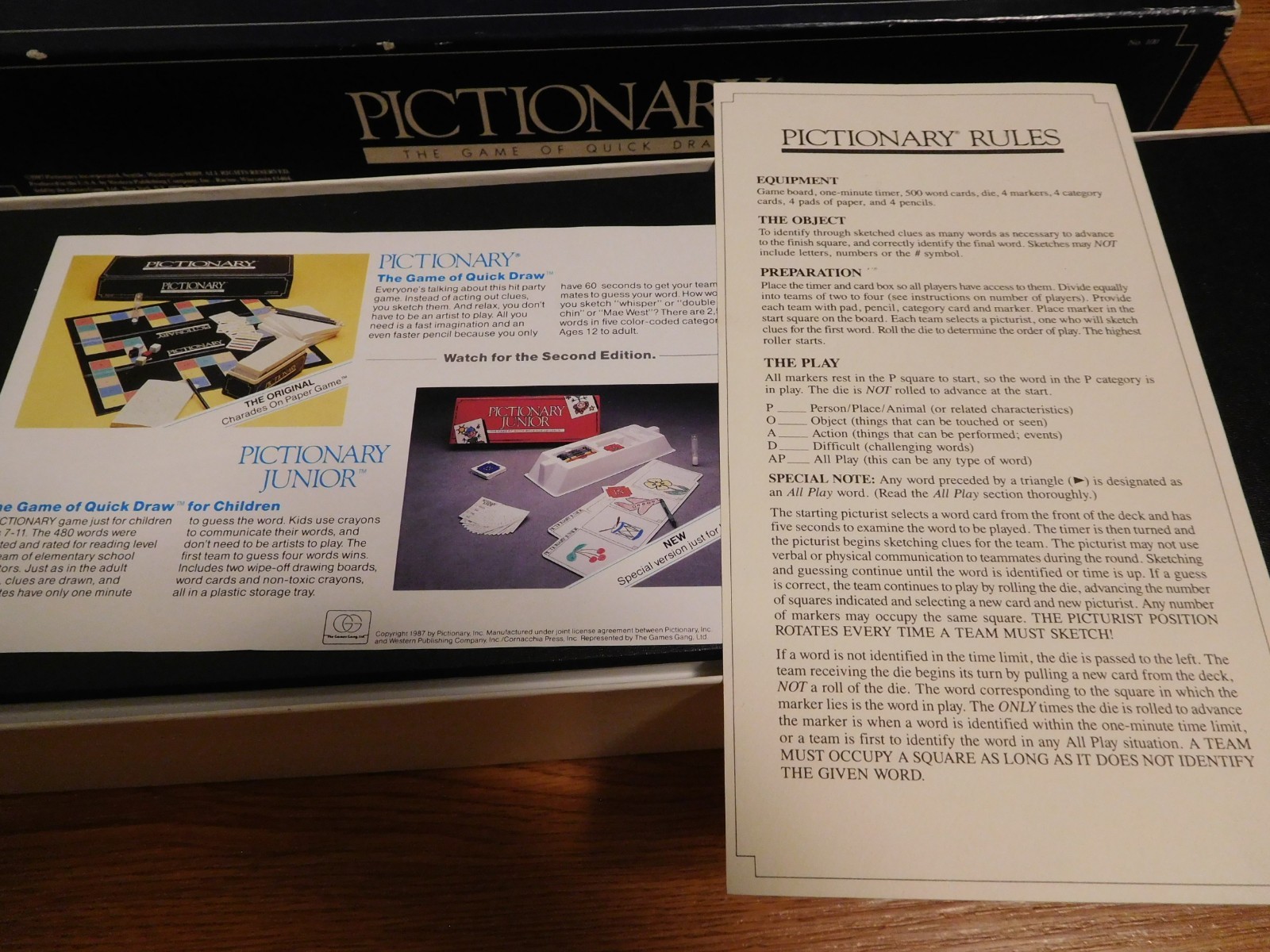 Pictionary First Edition 1987 #100 Game Of Quick Draw