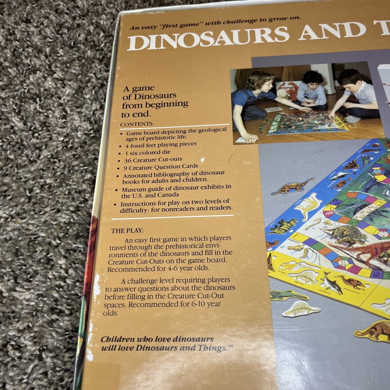 Vintage Aristoplay Dinosaurs And Things Board Game 100% Complete in Box 1987