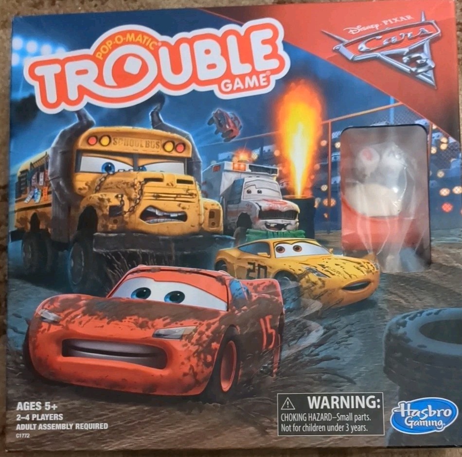 Disney Pixar Cars 3 Trouble Game COMPLETE Hasbro Gaming 2016 Pop O Matic Race