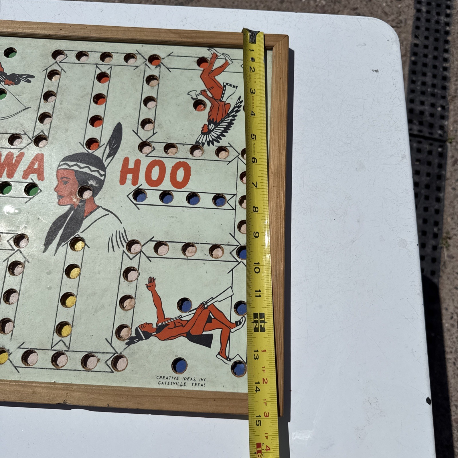 Vtg Wa-Hoo Wahoo Game Board Creative Designs Texas Indian Western Framed Checker