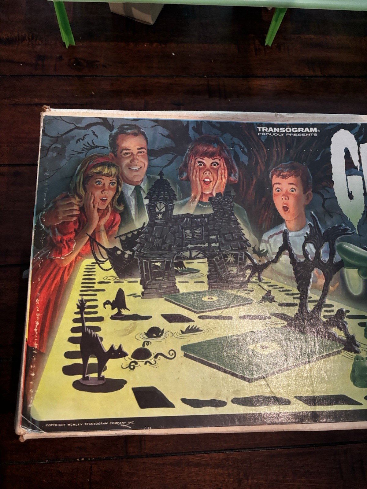 Vintage 1965 Green Ghost Glow In the Dark Board Game 99% Complete Excellent Box!