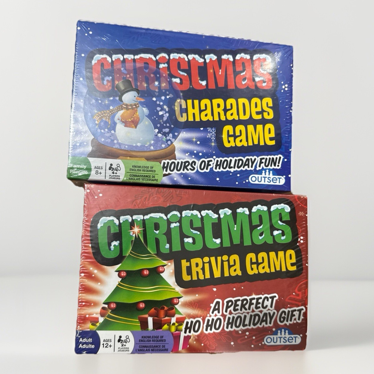 NEW set of 2 Christmas Charades & Trivia Games – Holiday Party Game Fun