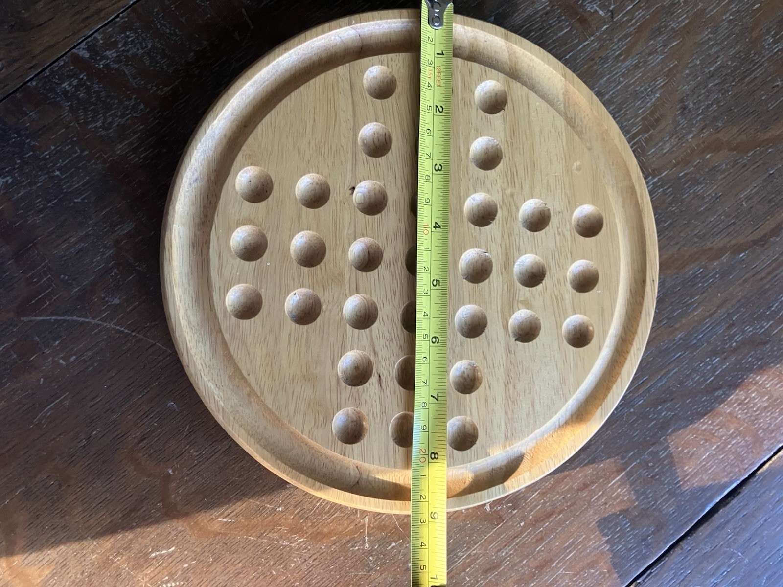 Vintage Wooden Solitaire Board Game with Marbles – Classic Strategy Puzzle