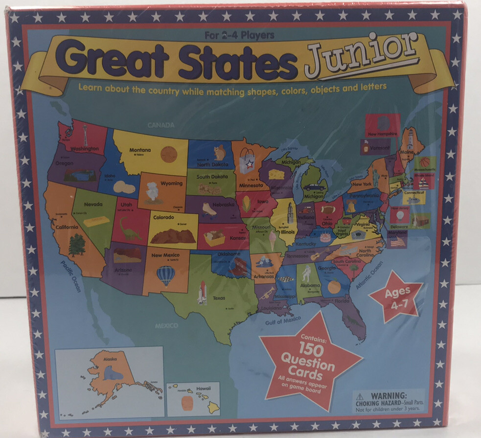 Great States Junior Board 2-4 Players Game Ages 4-7 BRAND NEW SEALED RARE