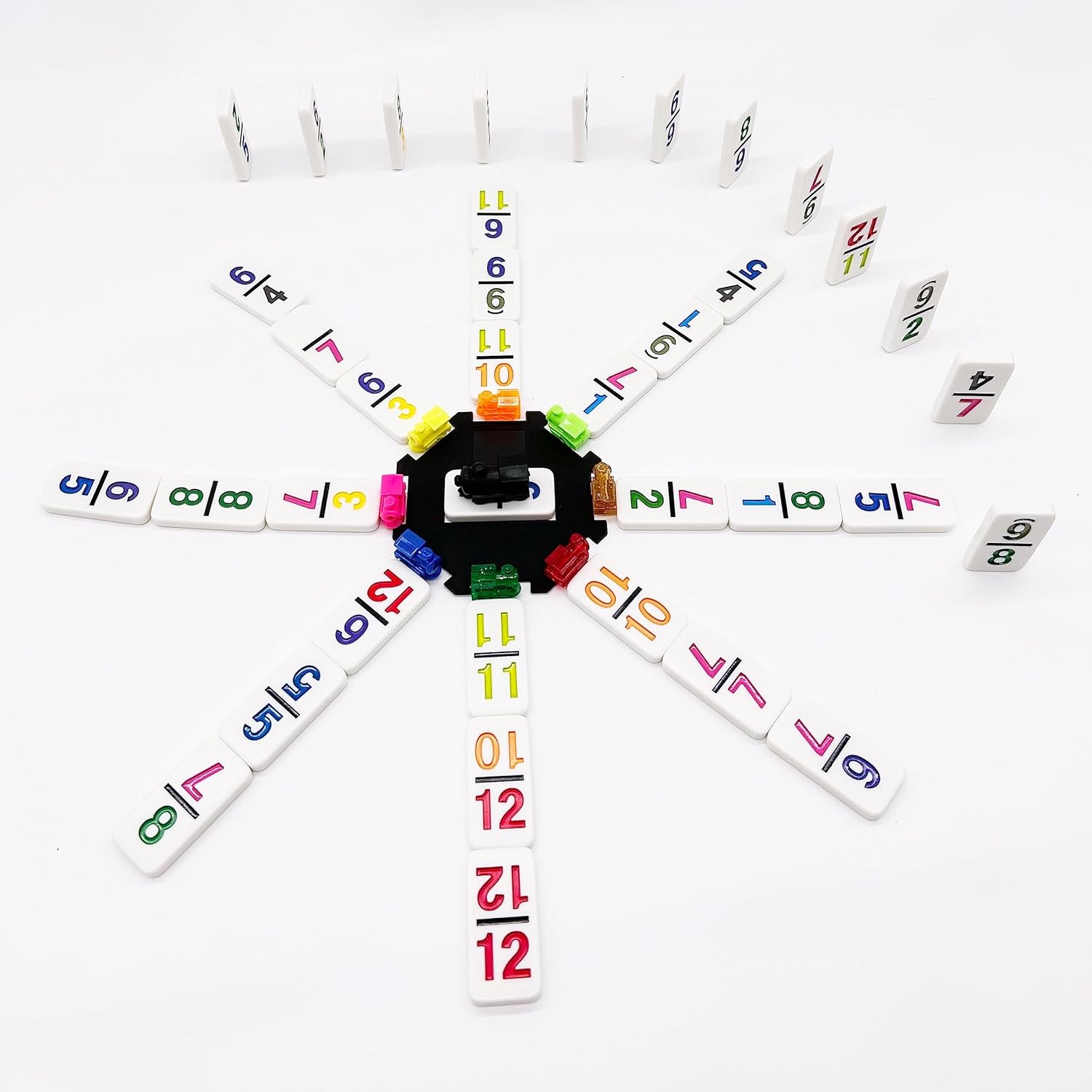 Mexican Train Dominoes with Numbers, Color Double 12 Numerical Domine Set for Ad