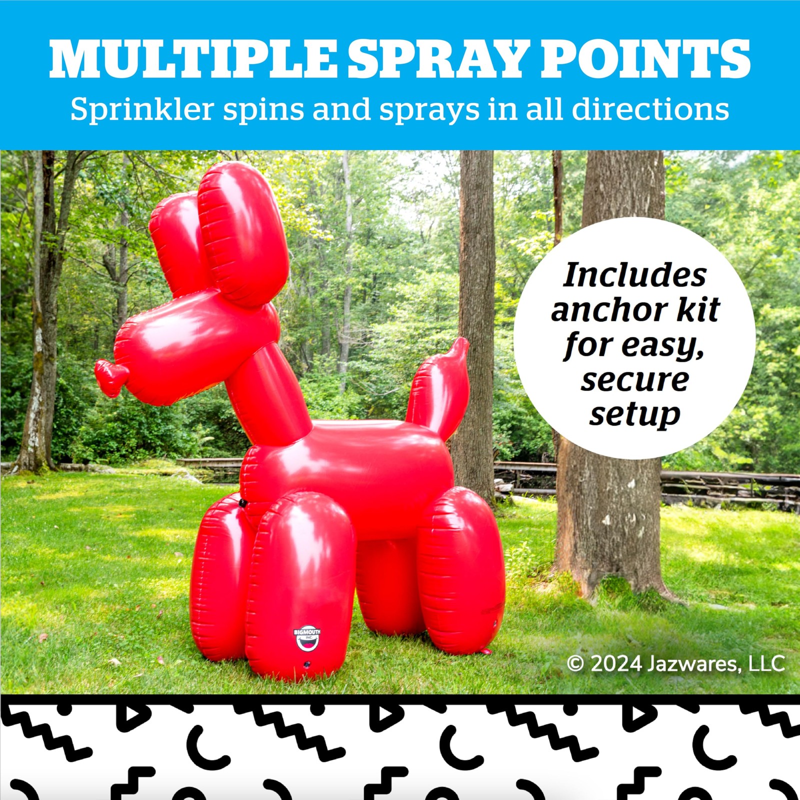 Inflatable Balloon Dog Sprinkler 6 Feet Tall Kids Water Toy Multi 22-BYS-4001