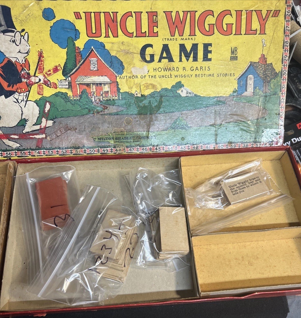 Uncle Wiggly Board Game in Box Milton Bradley 1937 Early Version #4829 w Cards