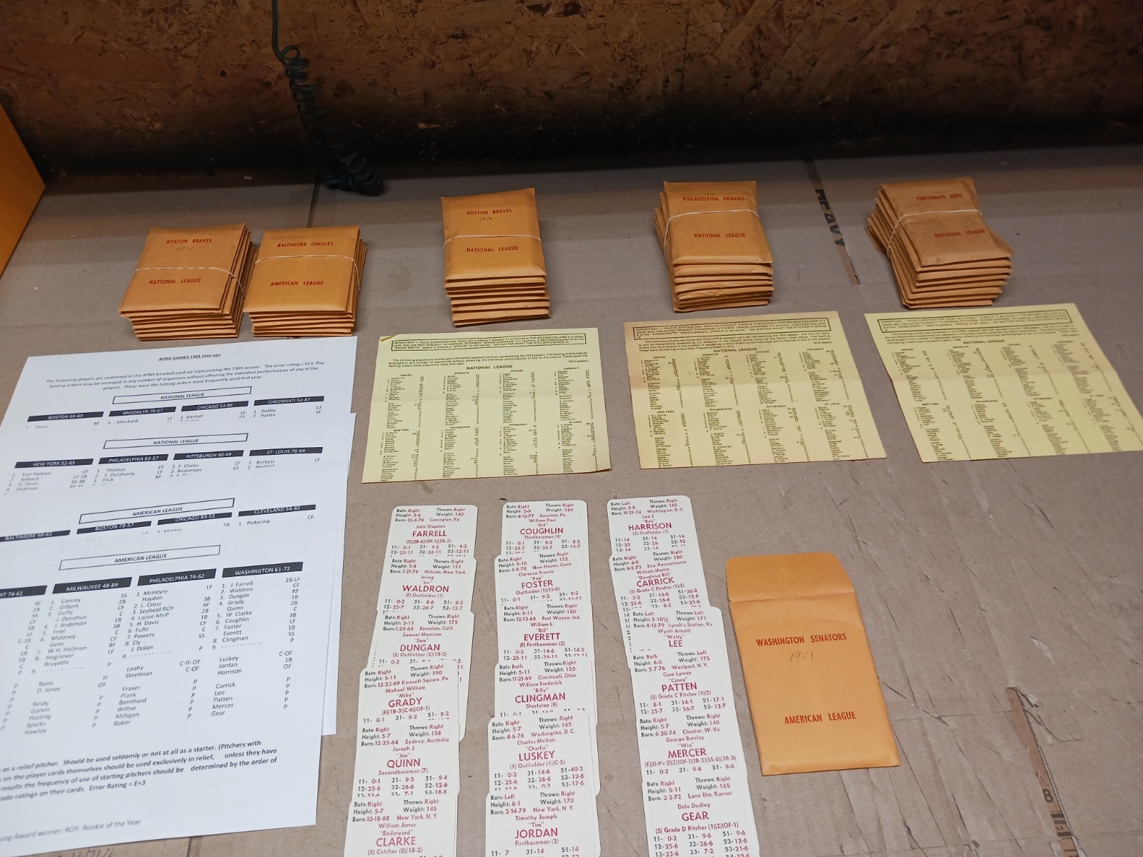 APBA MLB Baseball Game. All 16 Teams From 1901, NL Teams Only 1913, 1916, 1948.