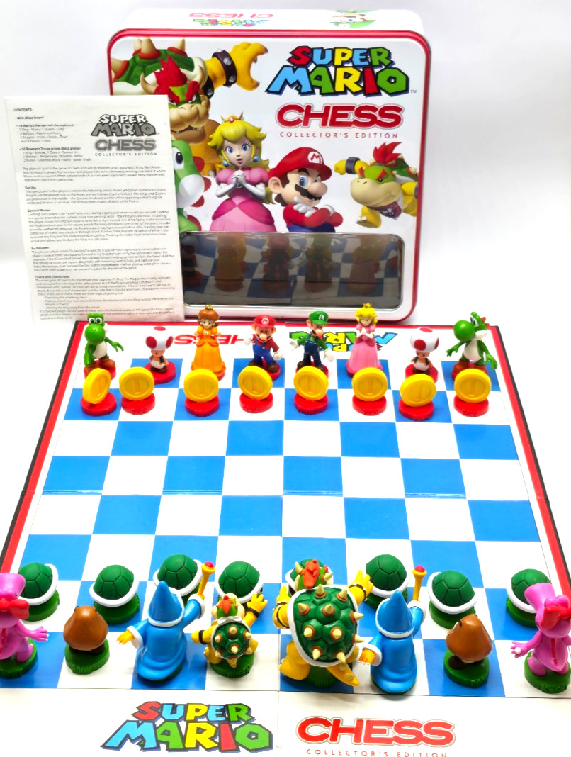 Super Mario Collector’s Edition Chess Set Metal Tin Complete Nintendo Licensed