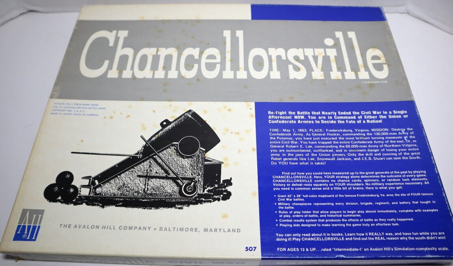 AH Chancellorsville Civil War Battle Complete Unpunched Game 1974 NMIB