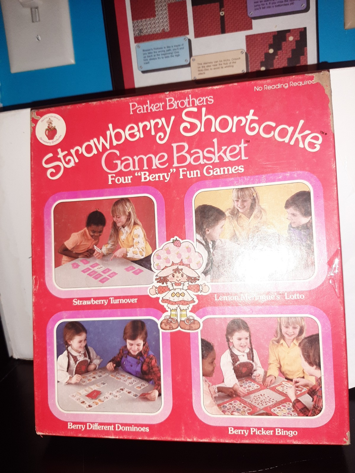 Parker Brothers Strawberry Shortcake Game Basket Vintage 1981 Four Games In Box!