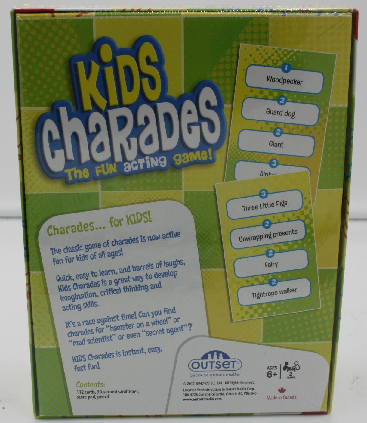 Outset Kids Charades Board Game Family Party Ages 6+ Sealed New Fun Acting Game