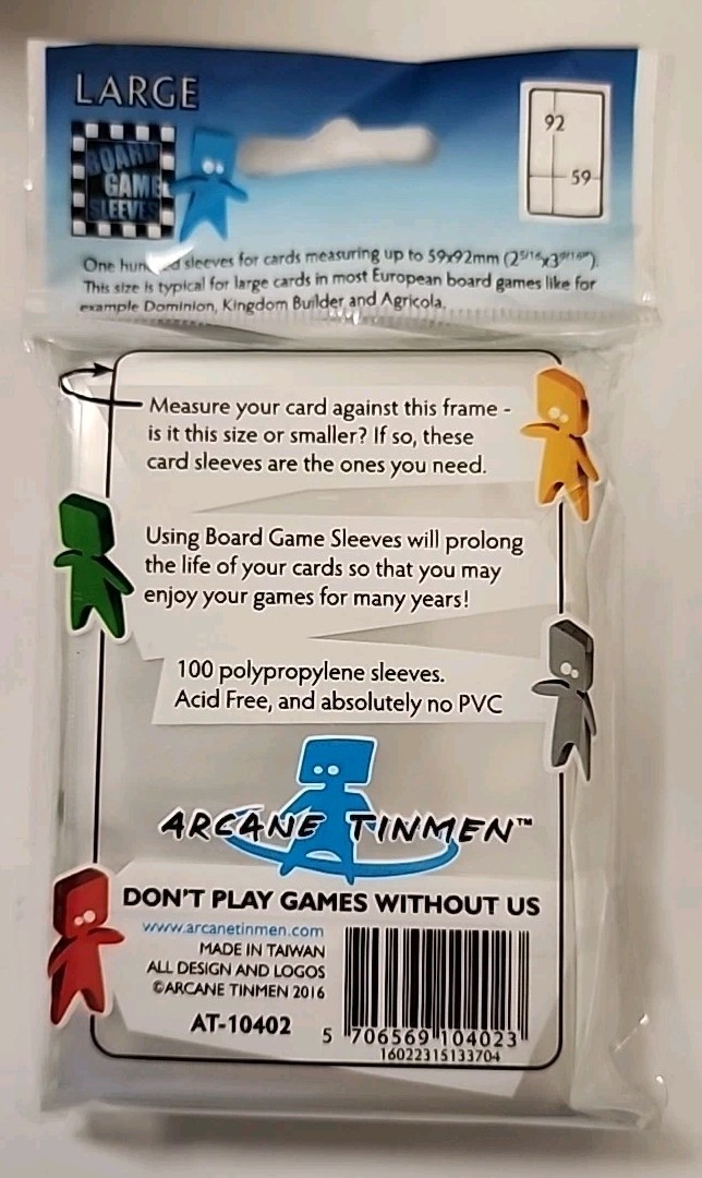 Arcane Tinmen Large Board Game Sleeves AT-10402, 2 5/16 in x 3 9/16 in Free ship