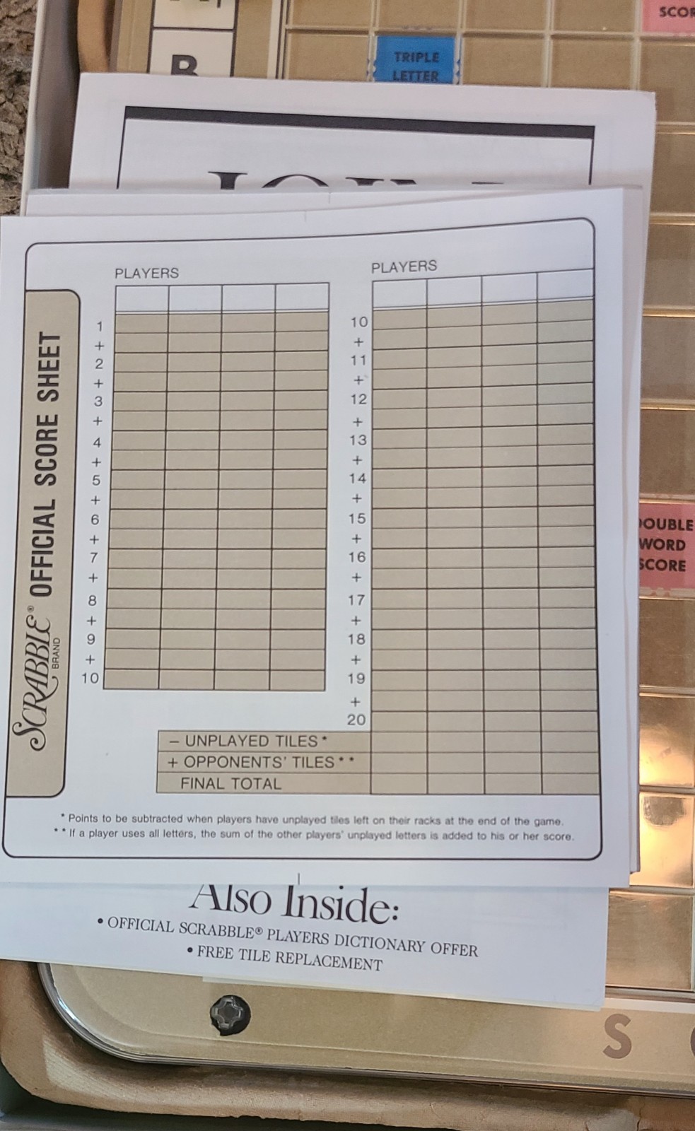 Vintage 1989 Milton Bradley Scrabble Deluxe Edition 4034 Rotating Gameboard