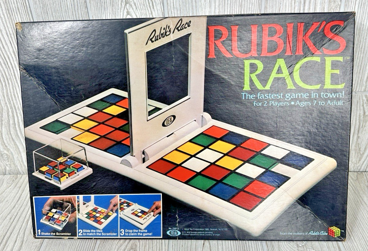 Ideal Rubik’s Race Game Original Box 1982 Maker’s of Rubik’s Cube 2 Player VTG