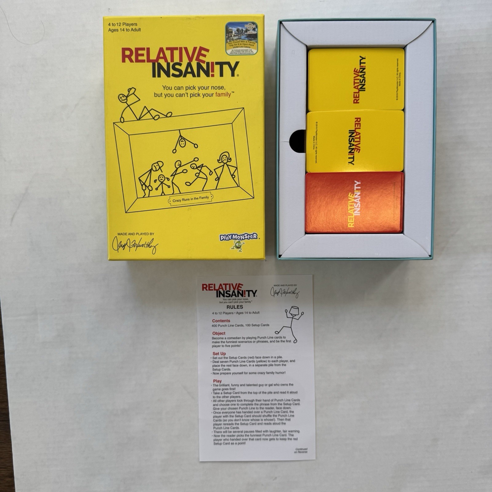 Relative Insanity Party Game About Crazy Relatives For 4 to 12 players, Preowned