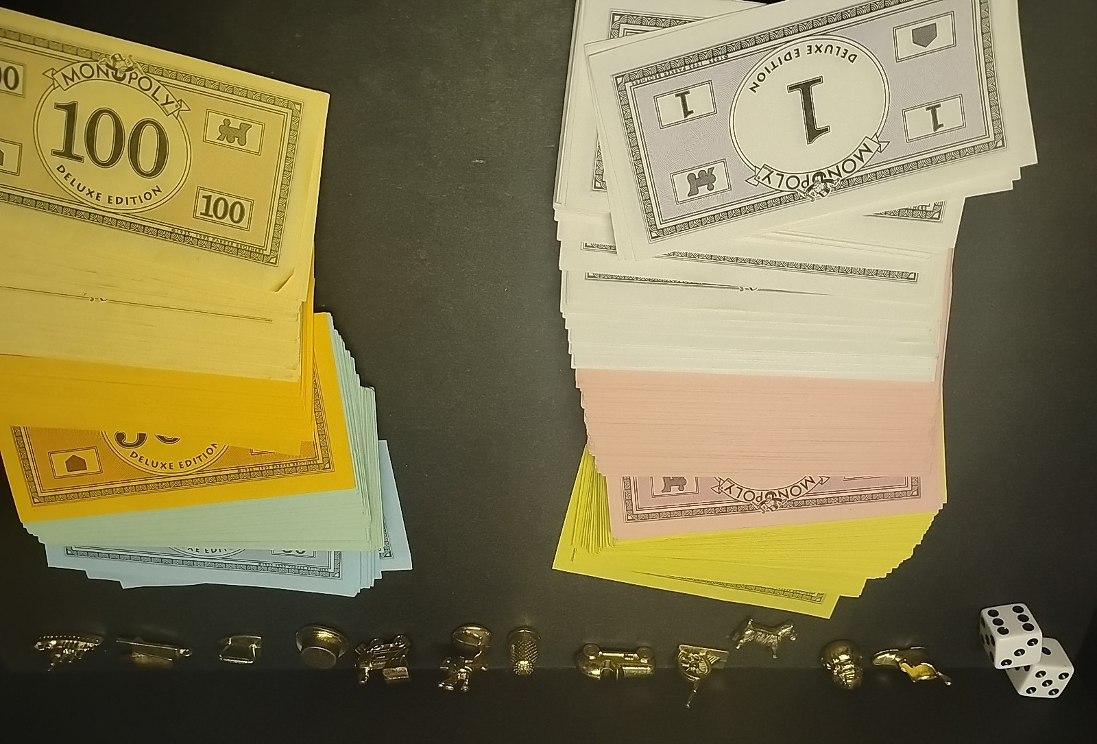 Monopoly Deluxe Edition 1998 Wood Houses 12 Gold Tokens Parker Brothers Complete