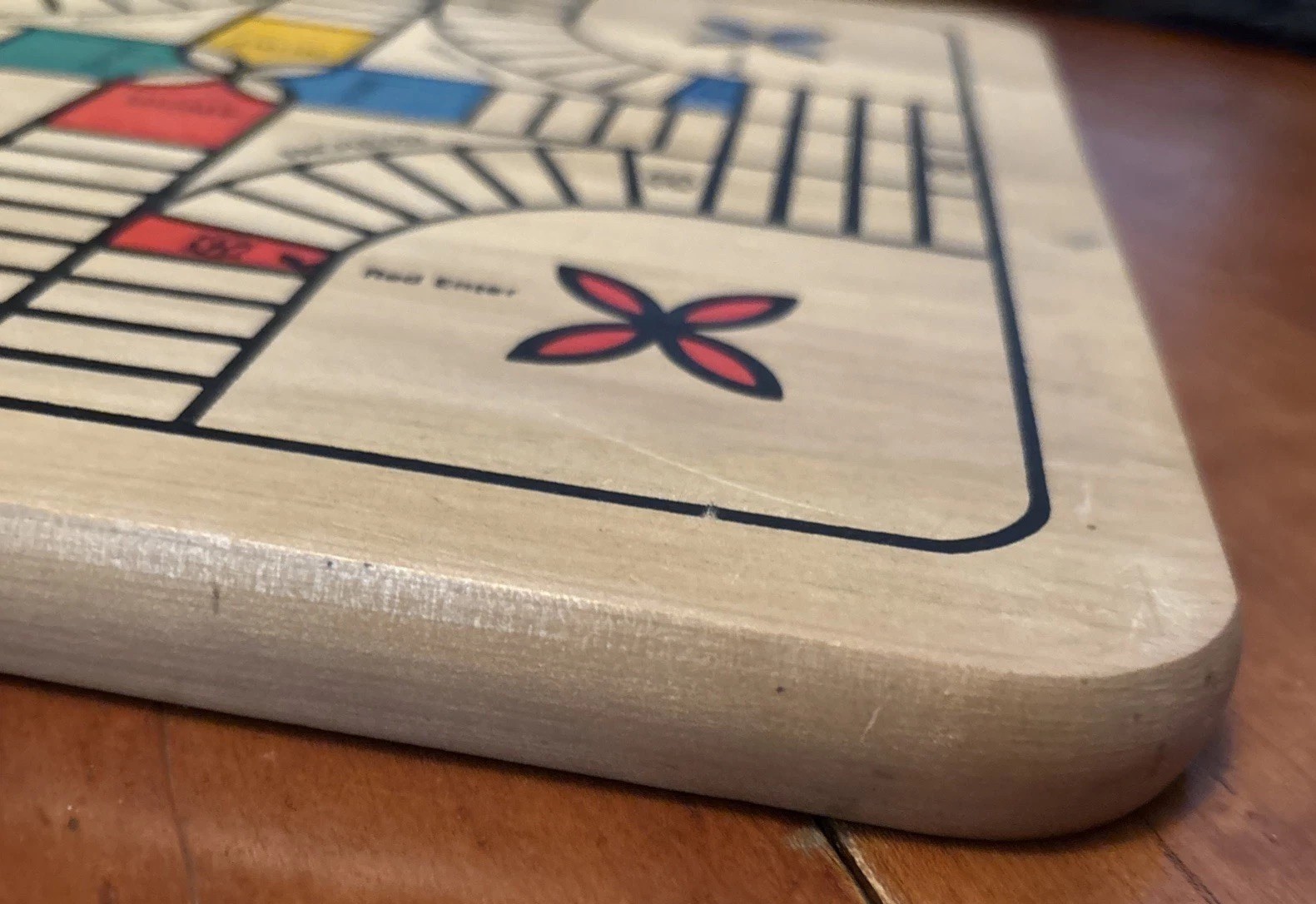 Vintage Wooden Painted Reversible Chess/Checkers/Pachesi Board Game 11″