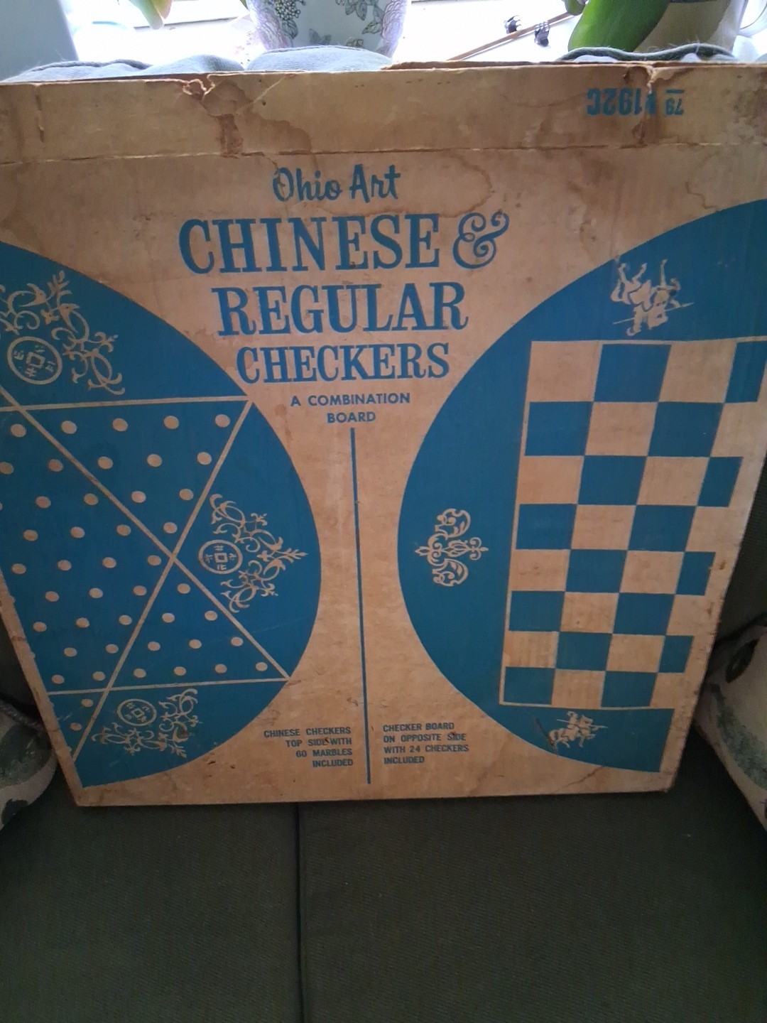 Chinese & Regular Checkers Metal Tin Game #539 Ohio Art Co 17.5″ Vintage 2 in 1