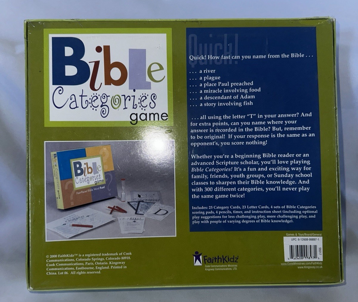 New Faith Kidz Bible Categories Game 2-4 players Age 12 and up Bible Knowledge